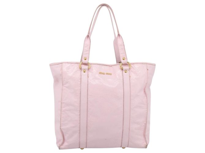 Miu Miu Tote Bag Lackleder Pink Gold Auth 201938 Golden - Ansicht 13