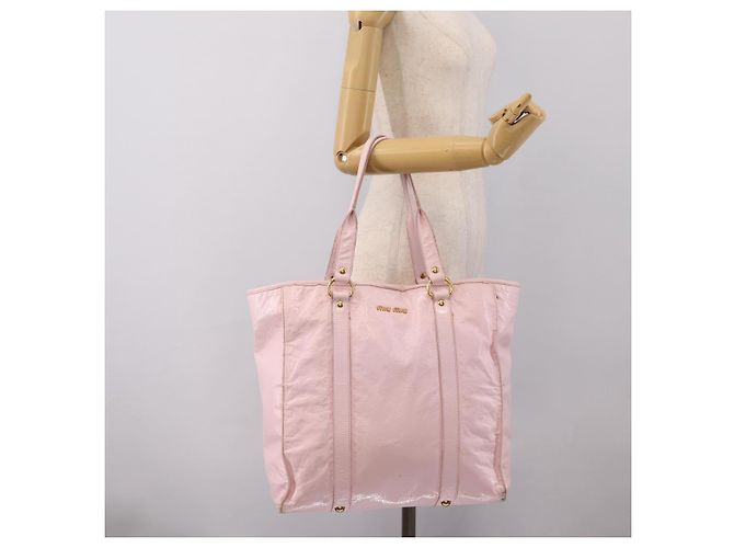Miu Miu Tote Bag Lackleder Pink Gold Auth 201938 Golden - Ansicht 22