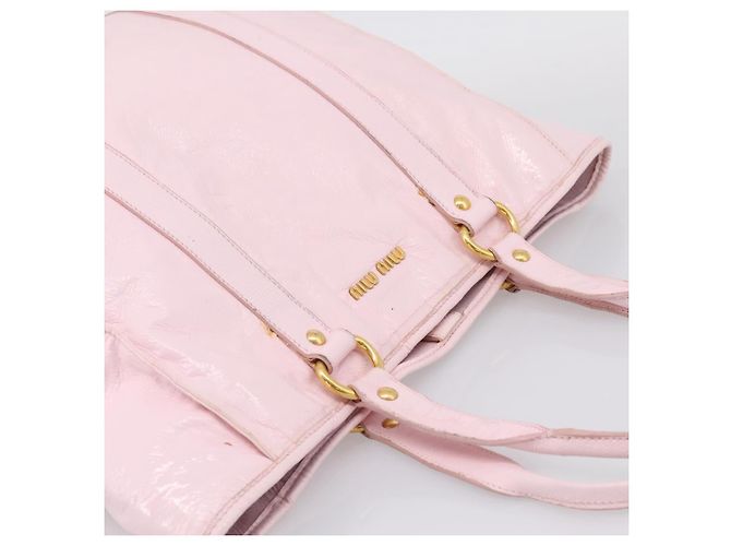 Miu Miu Tote Bag Lackleder Pink Gold Auth 201938 Golden - Ansicht 6