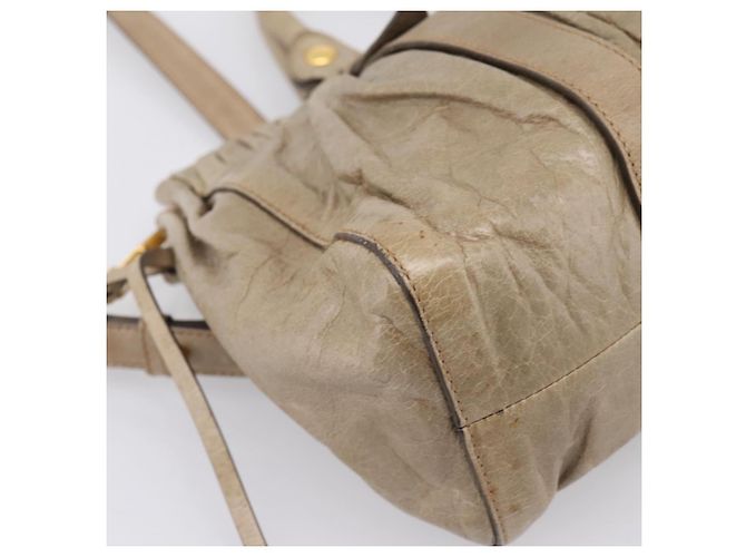 Borsa Miu Miu Vitellolux in pelle 2way Beige Tono Oro Auth 202112A - vista 10