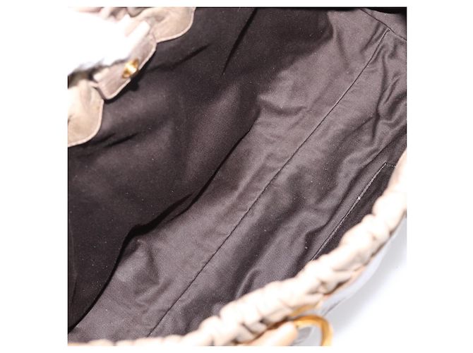 Borsa Miu Miu Vitellolux in pelle 2way Beige Tono Oro Auth 202112A - vista 11