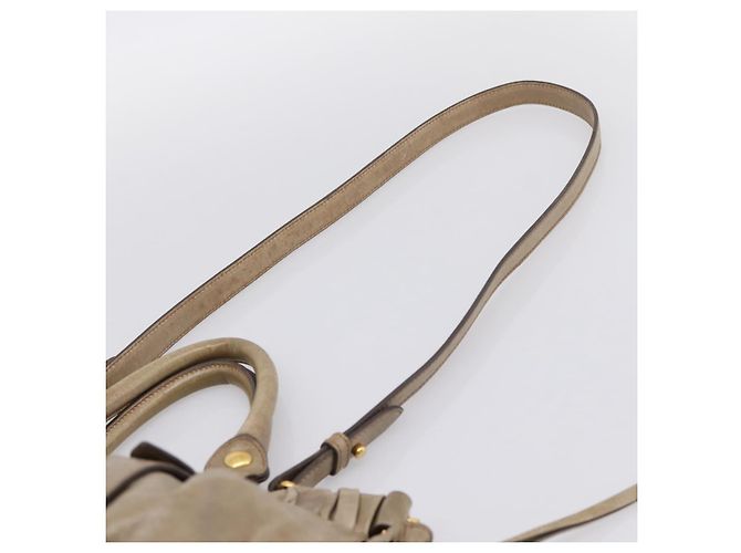 Borsa Miu Miu Vitellolux in pelle 2way Beige Tono Oro Auth 202112A - vista 14