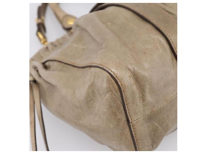 Borsa Miu Miu Vitellolux in pelle 2way Beige Tono Oro Auth 202112A - vista 16