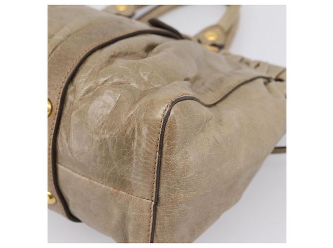 Borsa Miu Miu Vitellolux in pelle 2way Beige Tono Oro Auth 202112A - vista 17