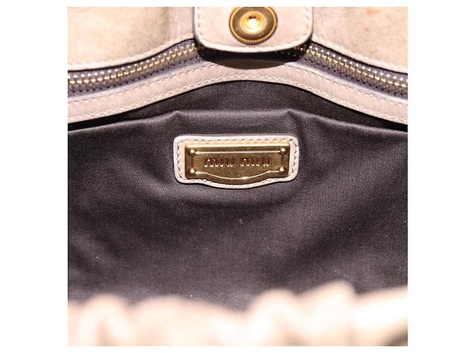 Borsa Miu Miu Vitellolux in pelle 2way Beige Tono Oro Auth 202112A - vista 18