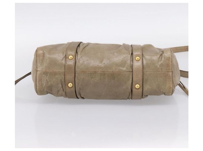Borsa Miu Miu Vitellolux in pelle 2way Beige Tono Oro Auth 202112A - vista 5