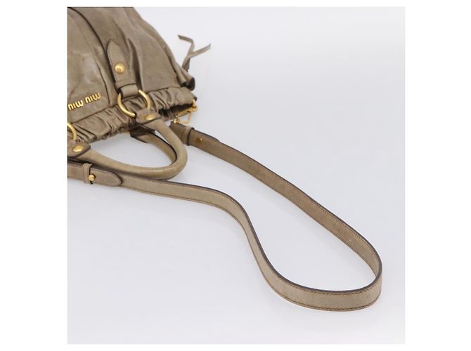 Borsa Miu Miu Vitellolux in pelle 2way Beige Tono Oro Auth 202112A - vista 9