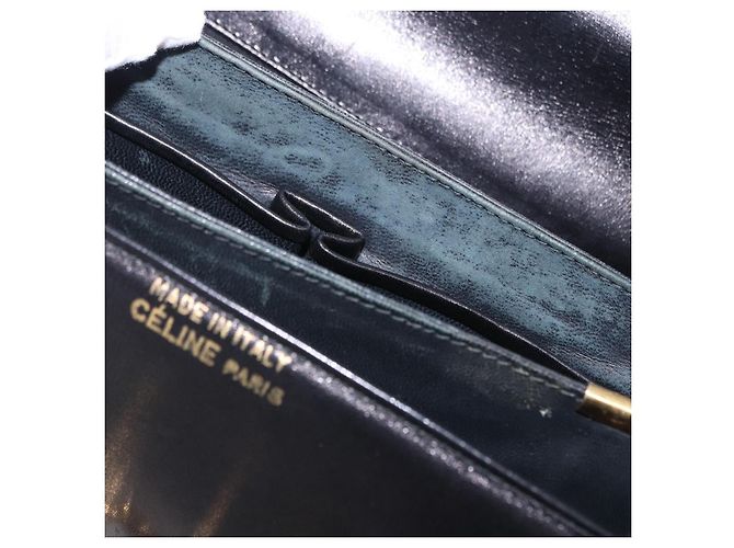 Céline Borsa a tracolla CELINE Horsebit in pelle nera e oro Auth 197762A Nero D'oro - vista 12