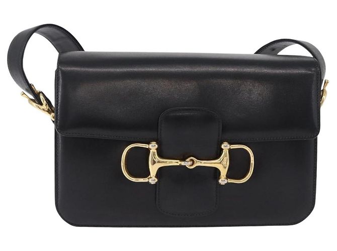 Céline Borsa a tracolla CELINE Horsebit in pelle nera e oro Auth 197762A Nero D'oro - vista 13