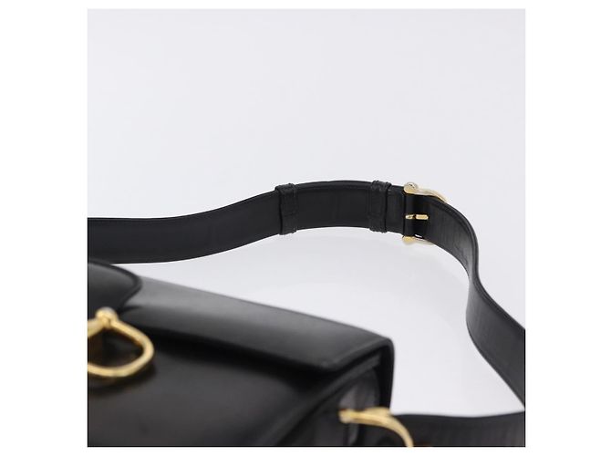 Céline Borsa a tracolla CELINE Horsebit in pelle nera e oro Auth 197762A Nero D'oro - vista 14