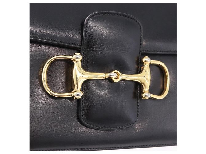 Céline Borsa a tracolla CELINE Horsebit in pelle nera e oro Auth 197762A Nero D'oro - vista 18