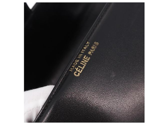 Céline Borsa a tracolla CELINE Horsebit in pelle nera e oro Auth 197762A Nero D'oro - vista 19