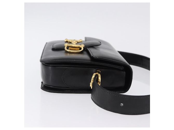 Céline Borsa a tracolla CELINE Horsebit in pelle nera e oro Auth 197762A Nero D'oro - vista 3