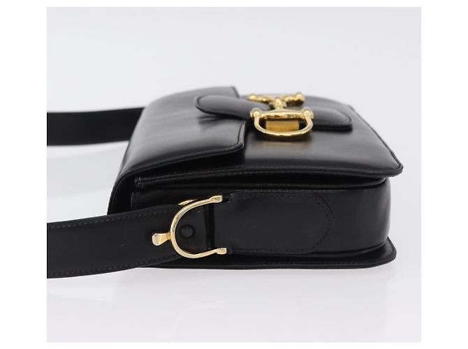 Céline Borsa a tracolla CELINE Horsebit in pelle nera e oro Auth 197762A Nero D'oro - vista 4
