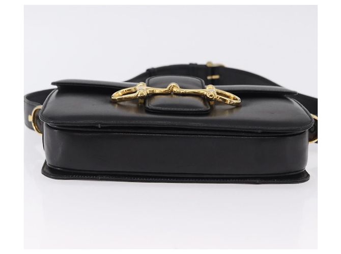 Céline Borsa a tracolla CELINE Horsebit in pelle nera e oro Auth 197762A Nero D'oro - vista 5