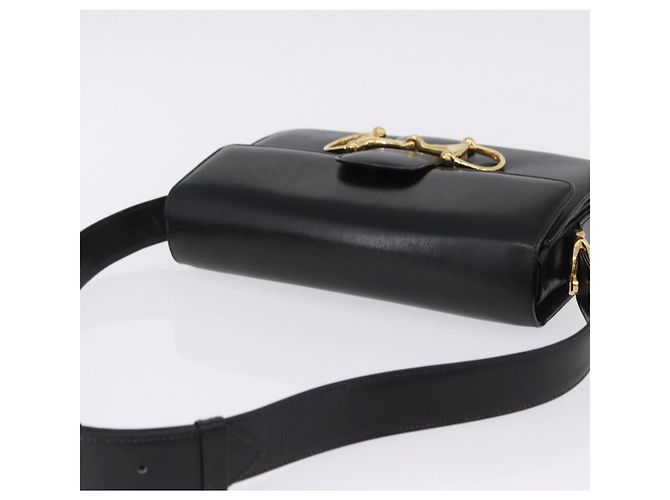 Céline Borsa a tracolla CELINE Horsebit in pelle nera e oro Auth 197762A Nero D'oro - vista 6