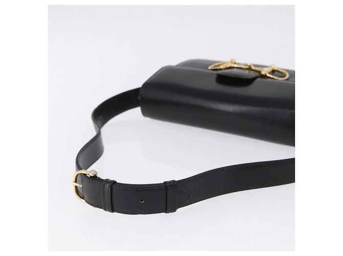 Céline Borsa a tracolla CELINE Horsebit in pelle nera e oro Auth 197762A Nero D'oro - vista 7