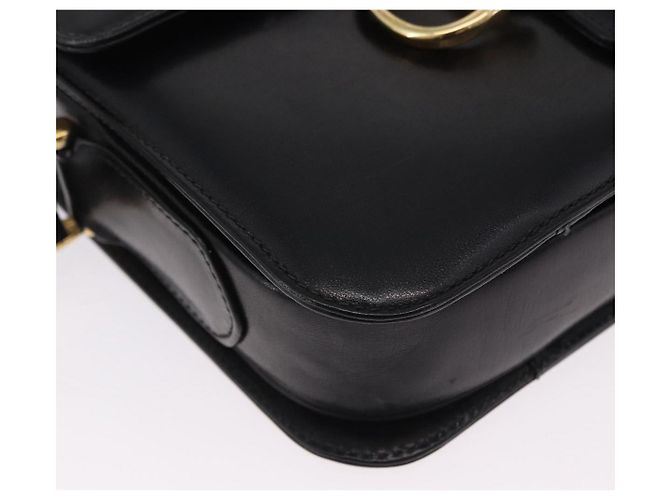 Céline Borsa a tracolla CELINE Horsebit in pelle nera e oro Auth 197762A Nero D'oro - vista 8