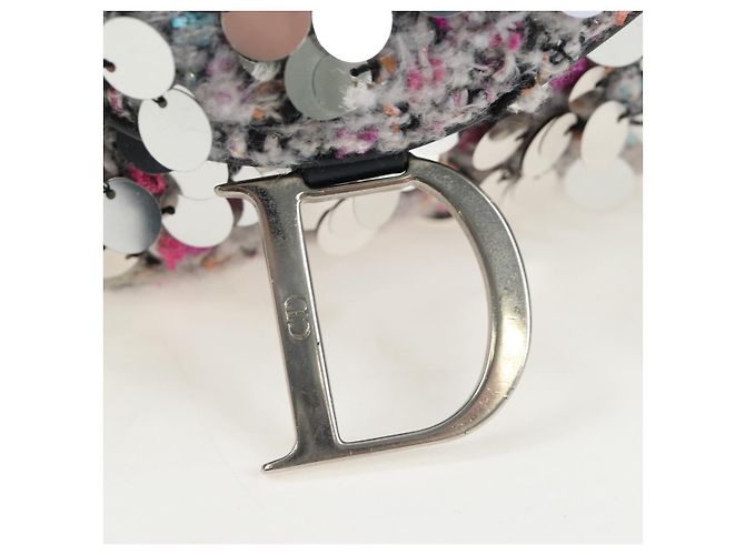Christian Dior Saddle Bag Wool Sequins Multicolor Silver Auth yk20712SM - view 10