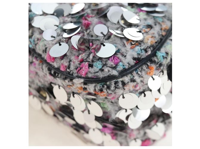 Christian Dior Saddle Bag Wool Sequins Multicolor Silver Auth yk20712SM - view 18