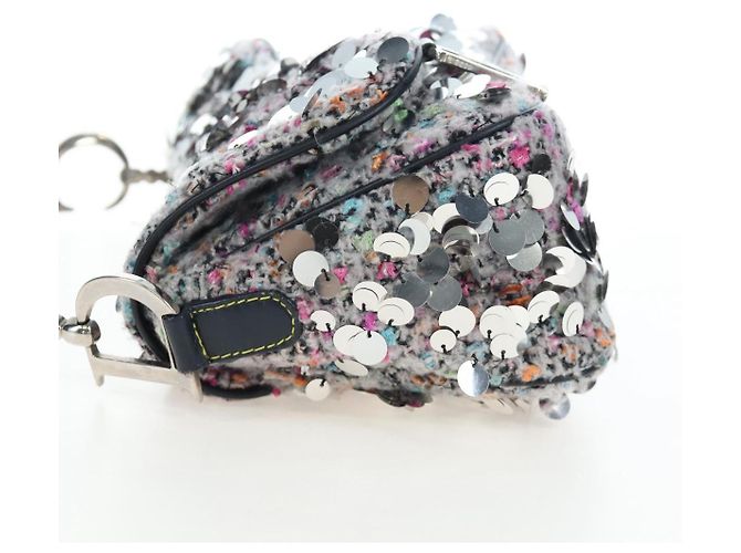 Christian Dior Saddle Bag Wool Sequins Multicolor Silver Auth yk20712SM - view 3