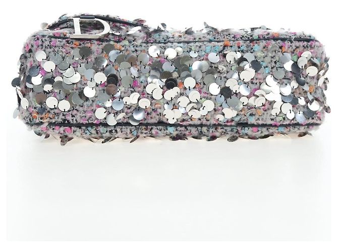 Christian Dior Saddle Bag Wool Sequins Multicolor Silver Auth yk20712SM - view 5