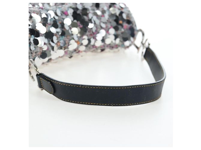Christian Dior Saddle Bag Wool Sequins Multicolor Silver Auth yk20712SM - view 7