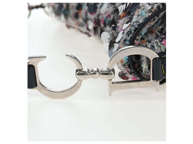Christian Dior Saddle Bag Wool Sequins Multicolor Silver Auth yk20712SM - view 9