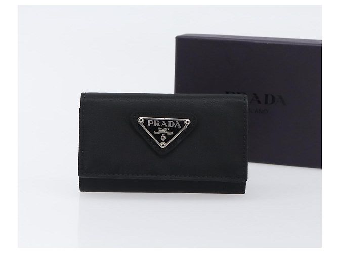 PRADA Key Case Nylon Black Silver Black Auth bs36854 Silvery - view 12