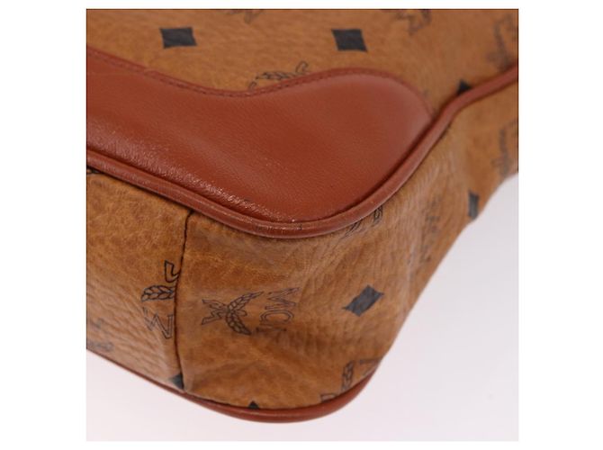 Borsa a tracolla MCM Vicetos in pelle marrone tono oro Auth BA15404 - vista 14