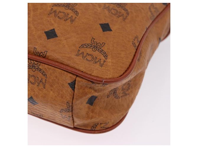 Borsa a tracolla MCM Vicetos in pelle marrone tono oro Auth BA15404 - vista 16