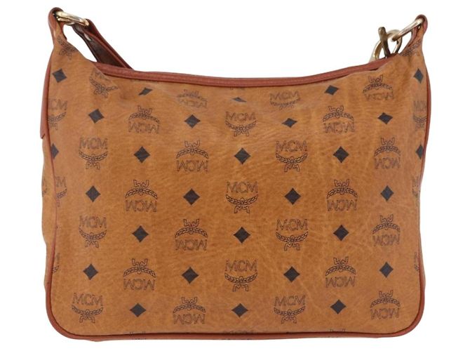 Borsa a tracolla MCM Vicetos in pelle marrone tono oro Auth BA15404 - vista 2