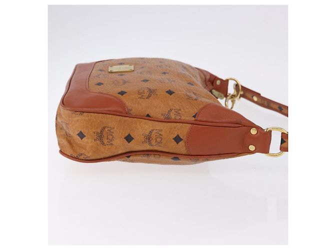 Borsa a tracolla MCM Vicetos in pelle marrone tono oro Auth BA15404 - vista 3