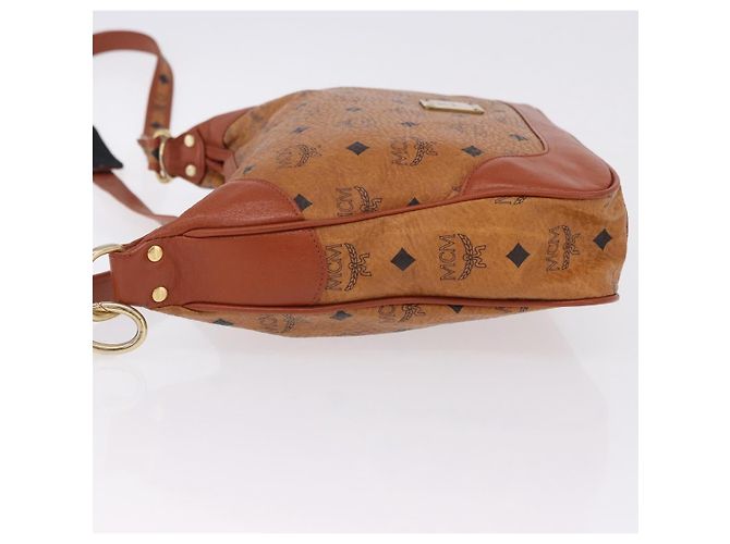 Borsa a tracolla MCM Vicetos in pelle marrone tono oro Auth BA15404 - vista 4