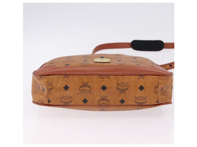 Borsa a tracolla MCM Vicetos in pelle marrone tono oro Auth BA15404 - vista 5