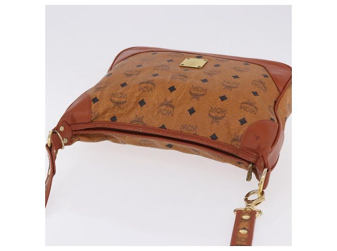 Borsa a tracolla MCM Vicetos in pelle marrone tono oro Auth BA15404 - vista 6