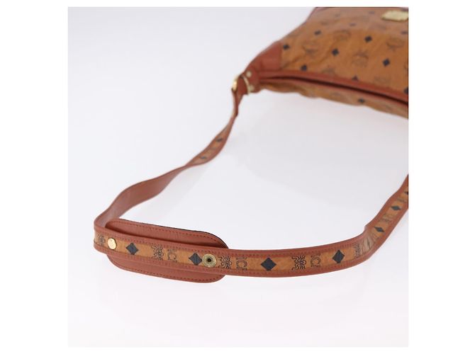 Borsa a tracolla MCM Vicetos in pelle marrone tono oro Auth BA15404 - vista 7