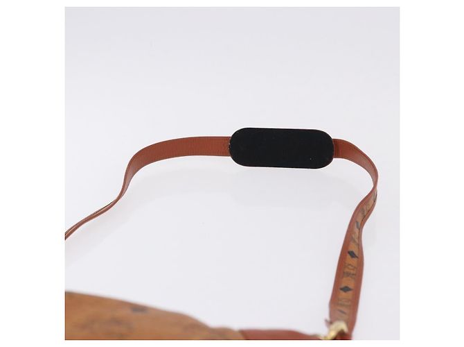 Borsa a tracolla MCM Vicetos in pelle marrone tono oro Auth BA15404 - vista 8