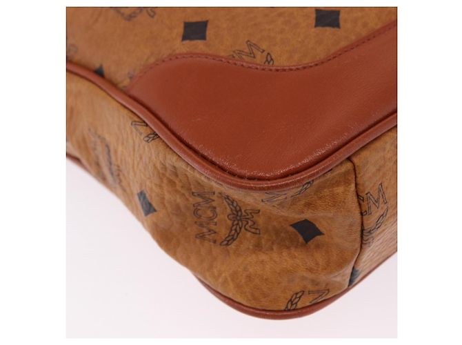 Borsa a tracolla MCM Vicetos in pelle marrone tono oro Auth BA15404 - vista 9