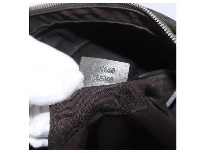 Padlock Borsa business GUCCI GG Implementation PVC Verde Argento 201480 Auth ka5968 - vista 12