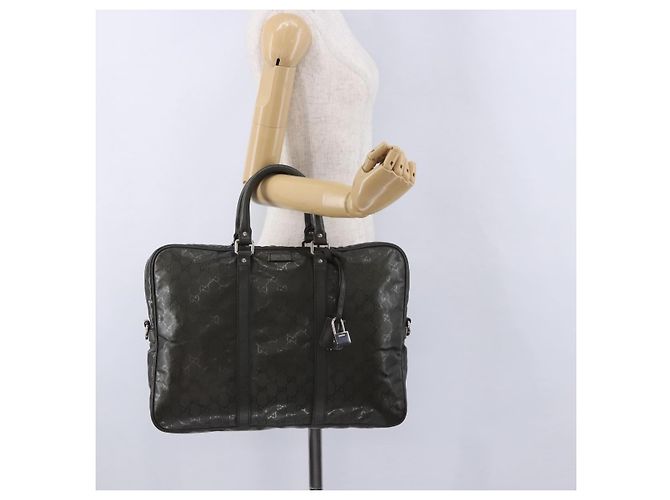 Padlock Borsa business GUCCI GG Implementation PVC Verde Argento 201480 Auth ka5968 - vista 28