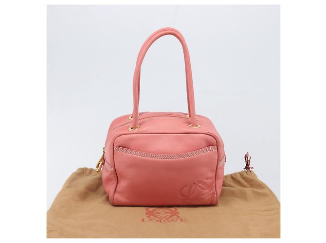 Borsa a mano LOEWE in pelle rosa tono oro Auth 200810V - vista 12