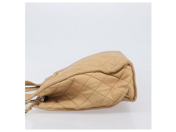 Borsa a tracolla CHANEL Matelasse in pelle d'agnello Beige Gold CC Auth bs36843 D'oro - vista 4