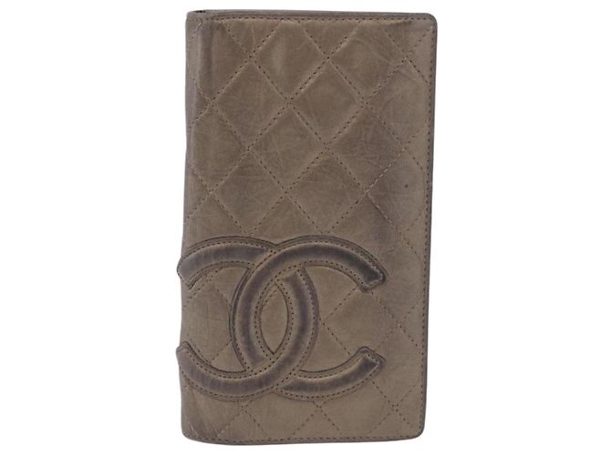Cartera larga CHANEL Matelasse Cambon Line de cuero Gold CC Auth 200114 Dorado - vista 13