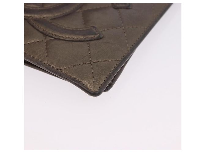 Cartera larga CHANEL Matelasse Cambon Line de cuero Gold CC Auth 200114 Dorado - vista 14