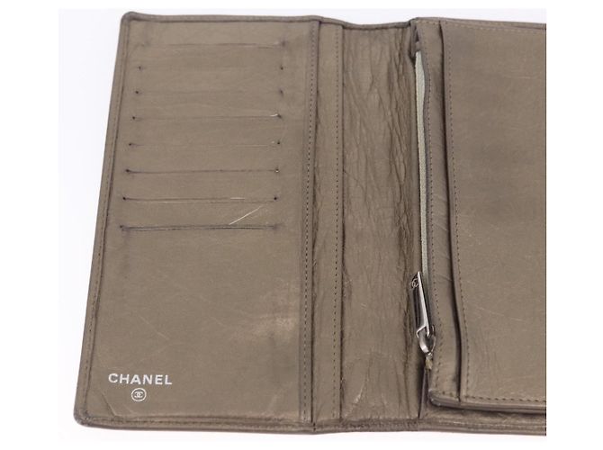 Cartera larga CHANEL Matelasse Cambon Line de cuero Gold CC Auth 200114 Dorado - vista 18