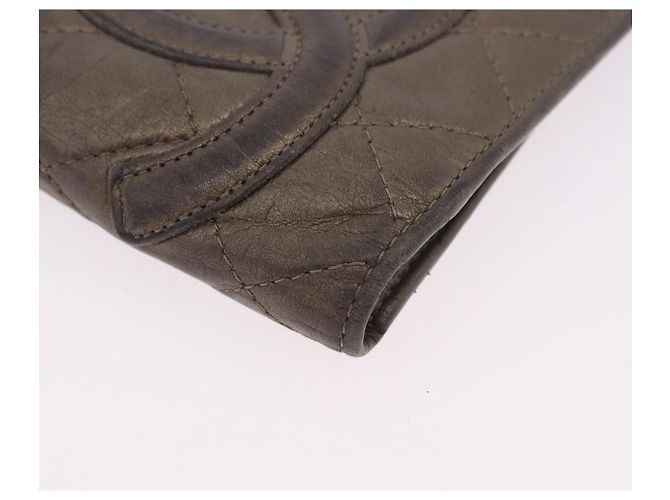 Cartera larga CHANEL Matelasse Cambon Line de cuero Gold CC Auth 200114 Dorado - vista 7