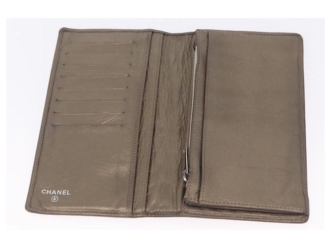 Cartera larga CHANEL Matelasse Cambon Line de cuero Gold CC Auth 200114 Dorado - vista 8