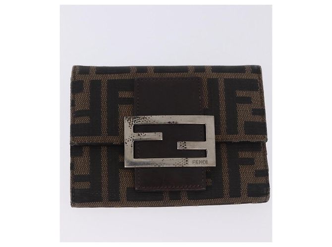 Portafoglio FENDI Zucca Canvas Nylon Set da 2 Marrone Nero Auth 198577 - vista 2