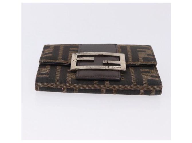Portafoglio FENDI Zucca Canvas Nylon Set da 2 Marrone Nero Auth 198577 - vista 6